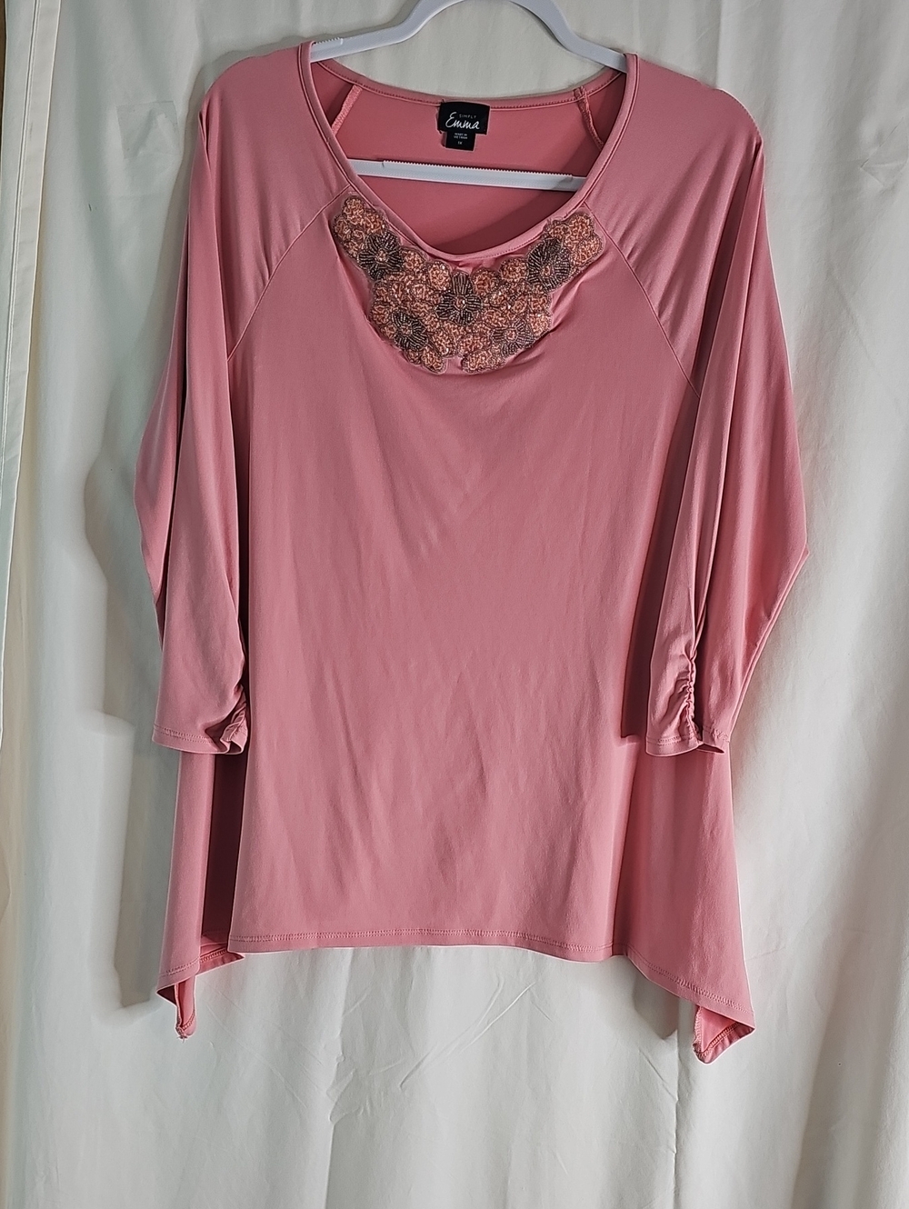 Simply Emma Dusty Pink Beaded Scoop Neck Tunic